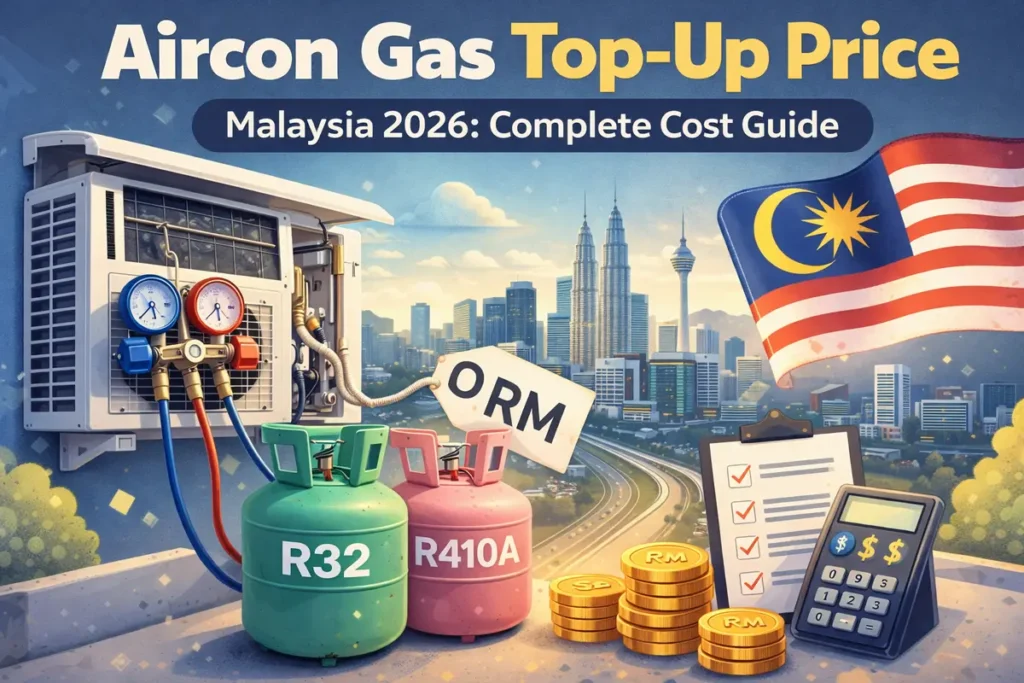 R32 and R410A refrigerant gas canisters for aircon gas top-up price Malaysia 2026