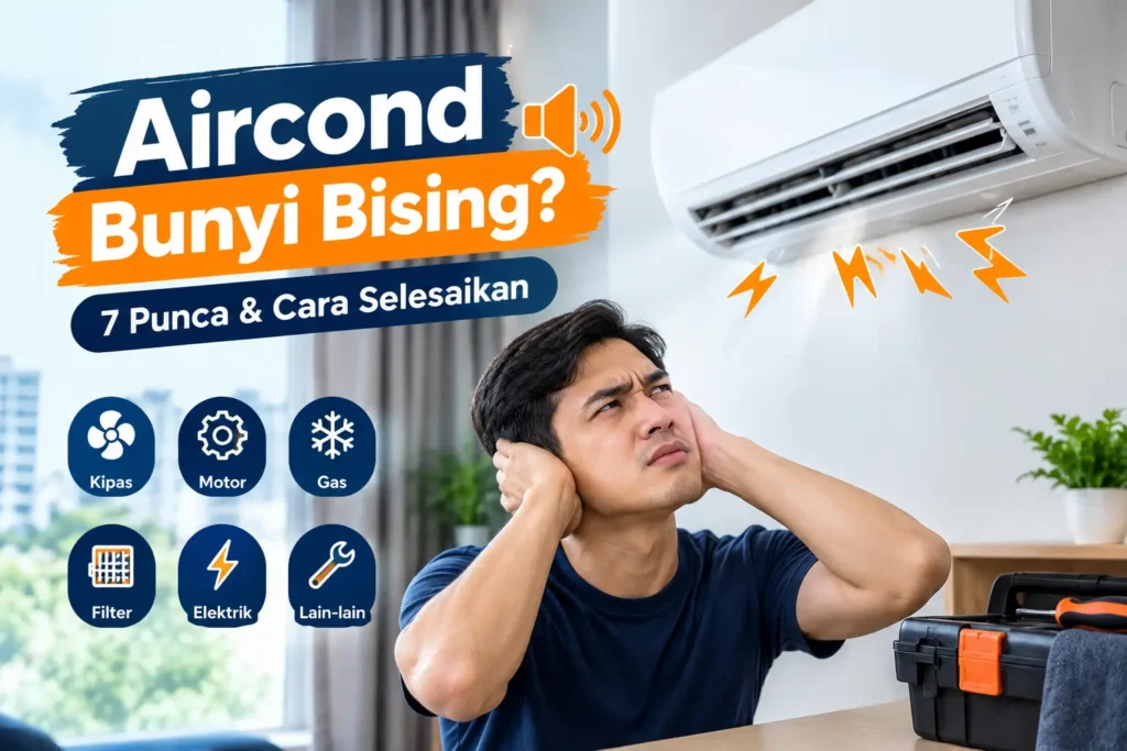 Aircond bunyi bising dengan bunyi kuat dari unit penyaman udara di rumah